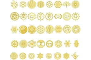 FineInno 40 Styles Metatron Orgonite Stickers Filler Kit de Fournitures de Résine Autocollants Resin Molds Filler Remplissages Matériaux Artisanat DIY (Autocollants en résine d'or A)