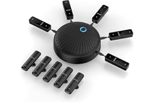 BALILA USB Conference Speakerphone, Wireless Conference Speaker with 5 Microphones, Portable Omnidirectional Computer Microphone for Streaming, Call Speaker Skype, Webinar, Interview