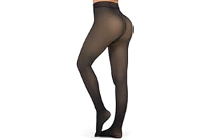 KBVOT Thermo Strumpfhose Damen Winter Thermostrumpfhosen Gefütterte Strumpfhosen Wärme Fleece Strumpfhose Gefälschte Durchscheinend Pantyhose High Waist Dicke Leggins(XS-2XL)