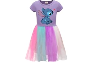 Xpialong Blue Cat Girls' Skirt Casual One-Piece Fluffy Kids Girls Summer Dresses