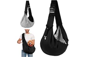 FainFun Tragetasche Hund, Umhängetasche für Haustiere, Reversibel Kleine Hundetrage bis 7KG, Einstellbar Pet Tragetuch für Hund, Hundetragetasche für Spaziergänge/Aktivitäten im Freien (Schwarz)
