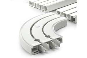 DQ-PP Rail de Rideau et Jeu de Coins de Finition | 200cm | Double | Plastique PVC | Blanc | 2 m (2 x 100 cm + connecteur) | Traitement des fenêtres | Plafond | Chevilles d'installation incluses