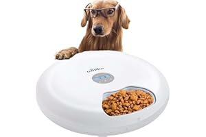 EDHA Automatischer Futterautomat für Katze und Hund Futterautomat Katze & Hund mit Timer, Fütterungsautomat mit bis zu 6 Mahlzeiten am Tag, LCD-Bildschirmanzeige