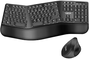 LogiLink Set di mouse ergonomico con tastiera divisa (con 13 tasti multimediali)
