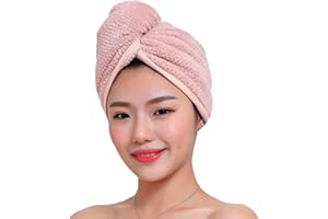 Fyore Hair Drying Towel Microfibre Hair Towel Wrap Fast Drying Hair Long Hair Wrap Absorbent Twist Turban for Women (Pink)