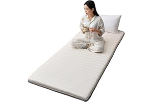 FZKUN Floor Mattress Single with A Reusable Vacuum Storage Bag - Japanese Tatami Mat Cotton Futon Pad Roll Up Mattress Foldable Lounger Guest Bed Camping Couch Student Dormitory Bed (60x120cm,Beige)