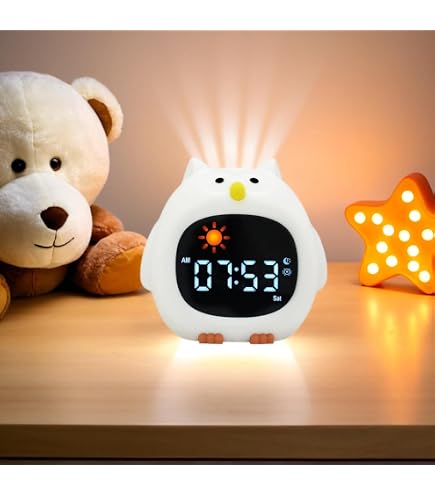 YISSVIC Sveglia Digitale Per Bambini A Forma Di Astronauta – 2 Allarmi, Timer, Luci LED, Ricaricabile USB, Regalo Simpatico - 3