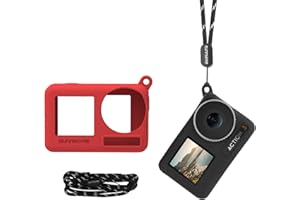 HESUPY Custodia protettiva in silicone per fotocamera DJI OSMO Action 4/Action 3, custodia protettiva portatile a prova di caduta per fotocamera OSMO Action 4/3, accessori protettivi con tracolla (rosso)