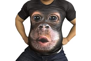 SHOBDW HOMBRE Camisetas Hombre Originales 3D SHOBDW 2022 Cuello Redondo Tallas Grandes Verano Camisetas Hombre Manga Corta Estampado de Orangután Blusa Tops S-3XL