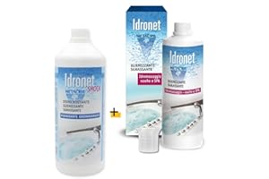 Metacril Kit nettoyant + traitement Shock pour hydromassage (Teuco, Jacuzzi, Glass, Hafro, Novellini, etc.) Idronet 500 ml + doseur + Idronet Shock 1 l