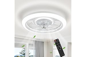 IZOWE Ventilateur Plafond,6 Vitesses Ventilateur de Plafond Réversible 3 Tricolore Ventilateur Plafond Avec Lumiere Dimmable Plafonnier Ventilateur 40CM LED Silencieux Convient Hambre Salon Gris