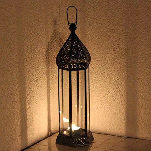 Laterne Shaki 40cm orientalisches Windlicht indische Glaslaterne bunte Gartenlaterne (klar) - 3