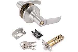 MOVSTRIKER Silver Security Door Lock Set with Adjustable Latch and Privacy Handle, Bedroom Entrance/Exit Locks