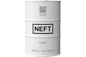 ‎NEFT NEFT Vodka White Barrel 70 cl – Ultra-Premium Wodka aus Österreich – 40 % Vol. |Alpen-Quellwasser & Roggen | Weich, rein & stylisch | Bruchsicheres Design | Ideal pur & im Cocktail