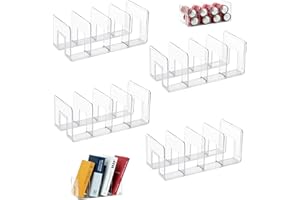 4 Porte Revue Transparent, SHAIDOJIO Acrylique Porte Revue Bureau-32cm, Transparent Range Document, 4 Compartiments Organiseur de Fichiers pour Livre Fichier Enveloppe Porte-Monnaie Boissons Classeurs