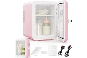 DSOON 4L Pink Beauty Mini Fridge with UK Plug, Quiet Portable Small Refrigerator, AC/DC Cooler & Warmer for Skincare, Makeup, Bedroom, Vanity, Office, Car, Gift for Her