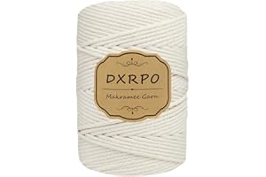 DXRPO Filato macramè, 4 mm x 120 m, Filato di Cotone macramè, per Fai da Te, macramè, fioriera per Fiori macramè, Decorazione Natalizia, Regali per buoni Amici, Piante, Decorazione Boho(Beige)