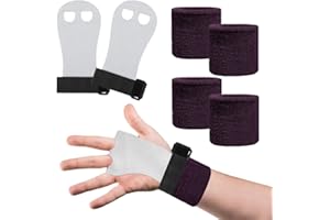HIOQFR 2 Paar Reckriemchen Turnen Kinder 2 Finger Gymnastik Handgriffe mit 2 Paar Wristbands Reck Handschuhe Pull Up Grips Hand Grips Gymnastik Griffe Cross Training Handschuhe Fitness Griffpads Sport