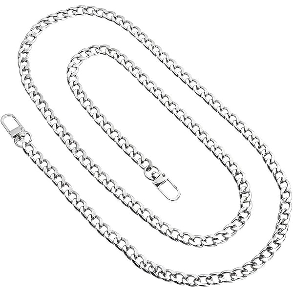 Catena A Tracolla Per Borsa - 120 Cm Regolabile Con Moschettoni - Argento Per Fai Da Te