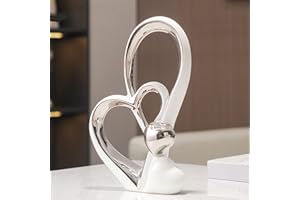 ODMYZG Double Heart Ornament,Double Heart Ceramic Statue,Home Decoration sculpture,Creative Home Modern Home Decoration Gift Office Living Room Decoration Collection Souvenir,Gift.
