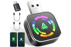VOSFEEL Adattatore Carplay e Android Auto Wireless, 2025 Upgraded 2-in-1 Wireless Adapter, USB C/A, Plug & Play, Compatibile con iOS 10+ e Android 11+