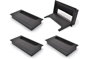 LIKERAINY Pasacables Mesa Oficina Cable Glándula 80x 160mm para Encastrar en Escritorio Cable Salida Angular Aluminio Acabado Negro Anodizado Organizador de Alambre 4 Piezas