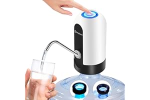 EASY SPEED EASYSPEED Dispenser Acqua con 2 Adattatori Portatile Distributore Acqua Con Pompa Dell'Acqua Elettrica Automatica Con Batteria Ricaricabile USB Da Per Casa,Campeggio Di Viaggio Ufficio, Bianco