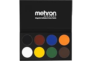 ‎MEHRON Mehron Paradise Make-up AQ 8 Color (Basic) | Magnetische nachfüllbare Körperfarben- und Gesichtsfarben-Palette | Professionelle Schminke für Kostüme, SFX, Halloween & Cosplay