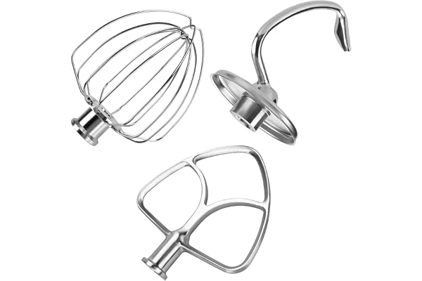 Rostfritt Stål 3-Delad Sats för KitchenAid 4.5-5 Quart Lutande Huvud Stativ Blandare Artisan- & Classic-serien från MMOBIEL