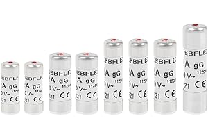 DEBFLEX - Lot 8 Fusibles : 2 x 10A + 2 x 16A + 2 x 20A + 1 x 25A + 1x 32A - 230V - Fusibles Céramique Pour Coffret Electrique - Avec Voyant Indicateur - Gris