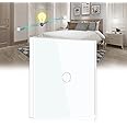 BSEED Touch Light Switch Single 2-Way Glass Light Switch White LED Touch Switch Touchscreen Works with LED Lamp EU Standard (