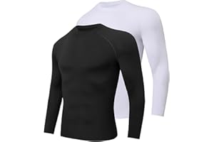 Djtnzdm Camiseta Termica Hombre Manga Larga Invierno Cálido Ciclismo Running Esqui Camisetas Interiores Hombre Camiseta Interior termica Futbol Ropa Termica Pack 2