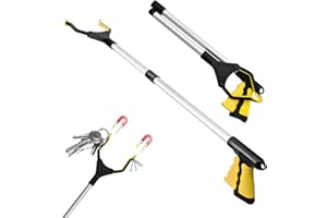 ROONTIN 32'' Extra Long Litter Pickers Grabber Stick - Foldable Reach Tool with Magnet, Rotating Jaws, and Sturdy Aluminum Body - Perfect Grabber Stick for Disabled, Adults, and Cleanup Tasks