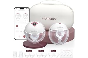 Momcozy M5 Smart Appstyrd Handsfree Bröstpump, 2-pack, Röd | Trådlös och handsfree, 3 lägen, 9 sugnivåer, BPA-fri, portabel och lätt, 24 mm brösttratt