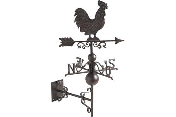 AUBRY GASPARD - Girouette Coq Fonte - 44 x 23 x 64 cm - Poids 3.60 kg - Non Montée - Fixation Non Fournie - Décoration Jardin - Indique Direction Vent - Élégant Solide