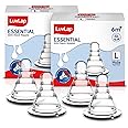 LuvLap Anti-Colic Essential Teat/Nipple for Slim Neck Bottle,4pcs Fast Flow, 6m+, Made of Soft & Flexible Silicone, Ergonomic Shape, Mimics Breastfeeding, Leak Proof, BPA Free, Comes with Sturdy Base