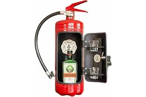 GODEMMIO Mini bar estintore per whisky, amore, pompiere, fatto a mano, mini bar, estintore, scatole portaoggetti per liquori, vino, regali per vigili del fuoco per uomini collezionisti di vino