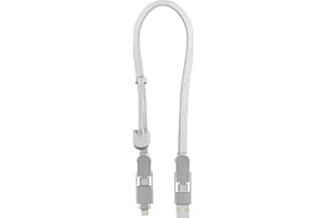 Rolling Square inCharge XL 30 cm - kabel USB typu c, uniwersalny kabel komórkowy, dla mężczyzn, uniwersalna ładowarka do telefonu komórkowego 6 w 1, gadżet techniczny, biały, kabel Lightning 100 W