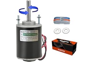 HUSETOO Moteur DC à couple élevé 12V/24V, projet de bricolage Moteur silencieux Moteur à aimant permanent avec connexion, moteur 30W CW/CCW 3500/7000RPM (axe de rotation allongé)
