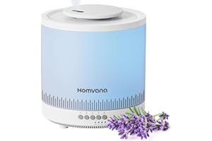 Homvana Humidifiers for Bedroom 1.8 L Top-Fill Cool Mist Humidifier for Baby Nursery Plants Kids Home, 3-in-1 Diffuser with Night Light, Auto Mode, Esserntial Oil, BPA Free, 30H Working Time