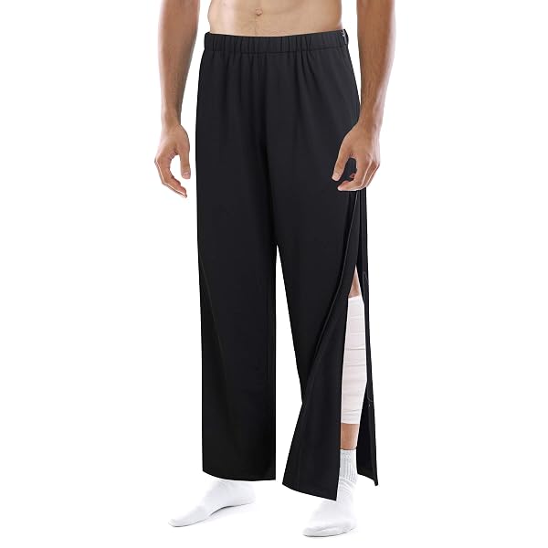 Pantalon De Jogging Homme Avec Boutons-pression Latéraux - Ouverture Facile Pour Rééducation - Coupe Large Confortable - Pour Sport Et Quotidien
