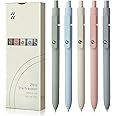 FIOVER 5pcs Gel Pens Quick Dry Ink Pens Fine Point Premium Retractable Rolling Ball Gel Pens Black Ink Smooth Writing for School Office Home Supplies, Gift for Women and Men (Morandi)