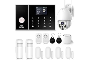 XNY Alarme Maison sans Fil Intelligent WiFi avec Caméra Surveillance Étanche IP66, 120db Sirène Kit Alarme Maison sans Fil 4G avec Caméra 1080P, Compatible avec Alexa et Assistant Google