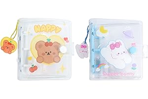 SZHTSWU 2Pcs 3 Inch Mini Photo Album,20 Sheets 40 Pockets Photo Album in Loose Leaf Refillable 3 Rings Photocard Binder Cover Kpop Photocard Holder with Pendant for Picture Cards Storage (Blue White)