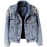 BWGHBH Giacca in denim donna giacca corta cappotto corto, primavera autunno perla Cappotto estivo
