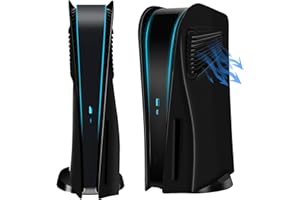 ELITEPLAY Placa frontal PS5 negra mate con ventilación de refrigeración cubierta curvada, repuesto para Playstation 5 Disc Edition