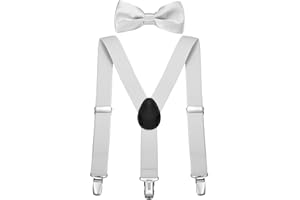 DonDon Set de Tirantes y Pajarita para Niño Elástico y Ajustable por Longitud para Niños de 1-8 Años