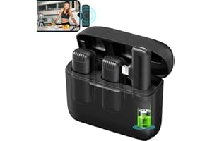 eaaerr Lavalier Mikrofon Wireless, Kabelloses 2-in-1-Lavaliermikrofon mit Ladekoffer für Lighting iPad Plug-and-Play Mikrofon Handy für IOS Noise Cancelling Mini Microphone für YouTube, Vlog, TikTok