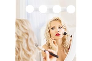 LIFEJXWEN Hollywood Mirror LED Light Bulb, Cordless Vanity Mirror Lights with 4 Bulbs, 3 Colours & 5 Brightness, Dimmable Bulbs for Makeup Dressing Table (Vanity Mirror Lights-4 Blubs(Cordless))