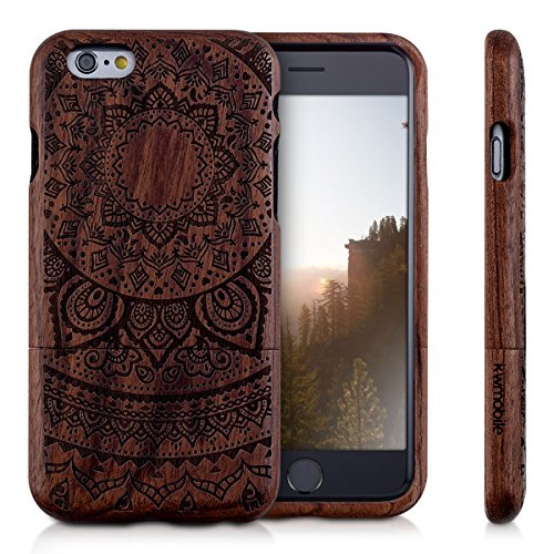 kwmobile Funda para Apple iPhone 6   6S - Carcasa de  Madera  para m  vil - Case Trasero  Duro  con dise  o de Sol hind  